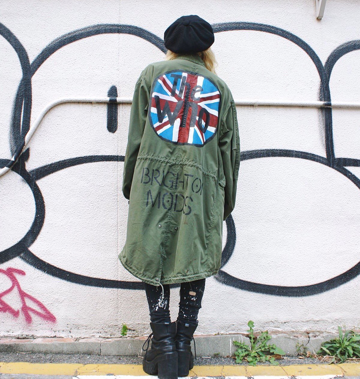 ペイントモッズコート ザラ ZARA I Really Don't Care Do U Melania ペイント ミリタリー モッズコート レディース import：XS  - メルカリ