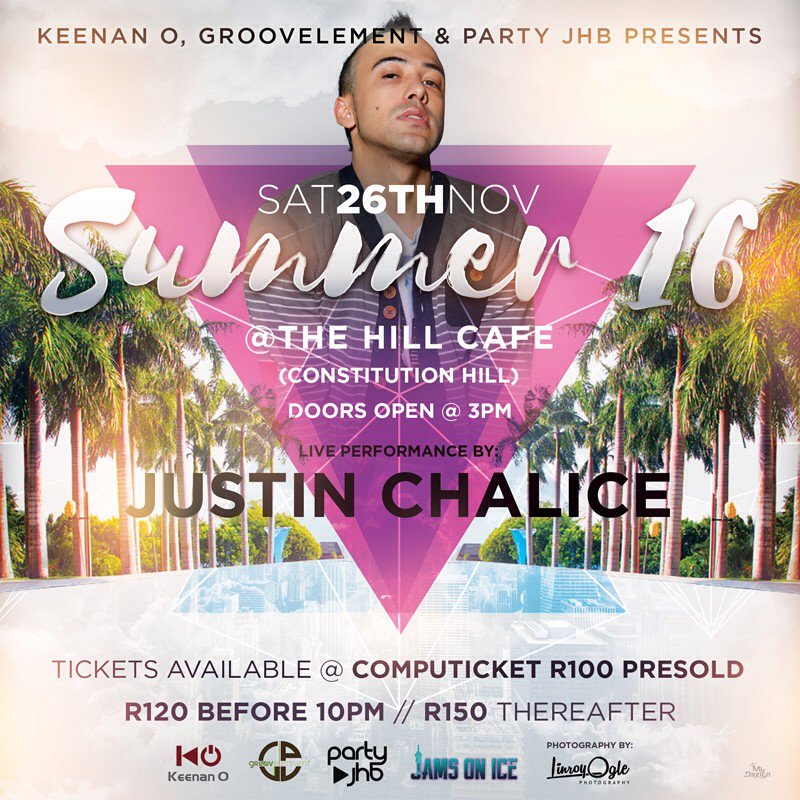GroovElement_SA's tweet image. We've got @justinchalice performing live. #Summer16