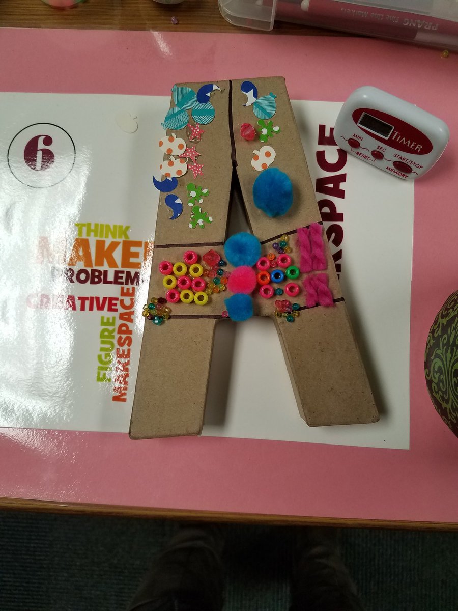 TamLibrarian's tweet image. Our Makerspace launch is a success! 1st grade is doing a great job making patterns on the letters that will mark our space.  #wearevbschools