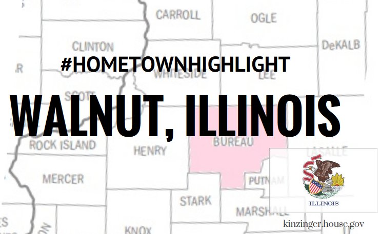 RepKinzinger's tweet photo. Bringing back the #HometownHighlight series this week & #WalnutIL is the star. Stay tuned for some #funfacts about this Bureau Co village. https://t.co/Sh5Lb0xGik