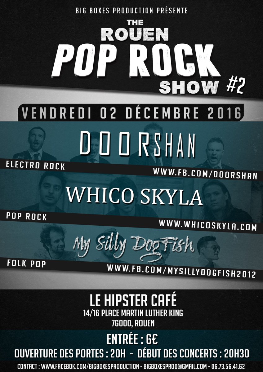 Rouen! On vous attend de pied ferme le vendredi 2 Décembre pour le #Rouenpoprockshow au Hipster!