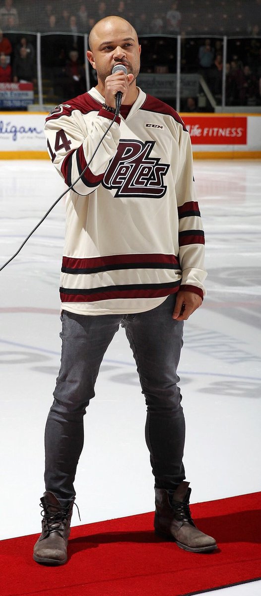 Tebey's tweet image. Thanks for having me @PetesOHLhockey!  Hopefully my next performance at the @PtboMemCentre will be to a packed arena full of Tebey fans!