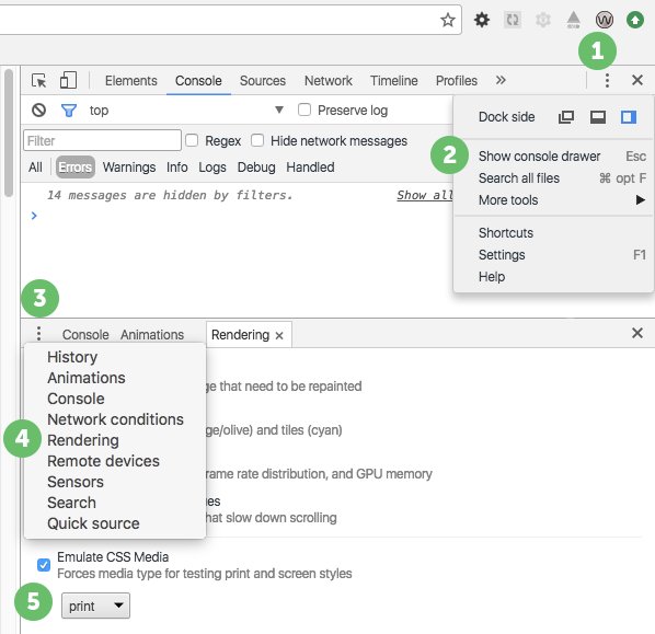 css's tweet image. Working on a print stylesheet? Your browser can emulate that :: medium.com/@matuzo/i-tota…