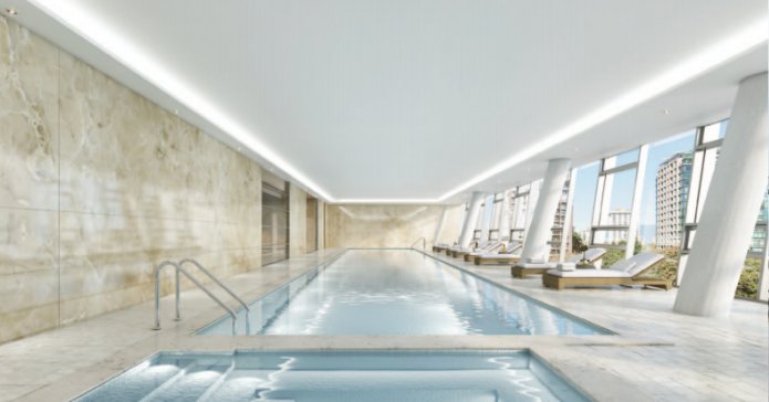AAA Office owners at ONE Burrard Place could access Club ONE amenities including a full-size pool. #realtors #vanre #invest