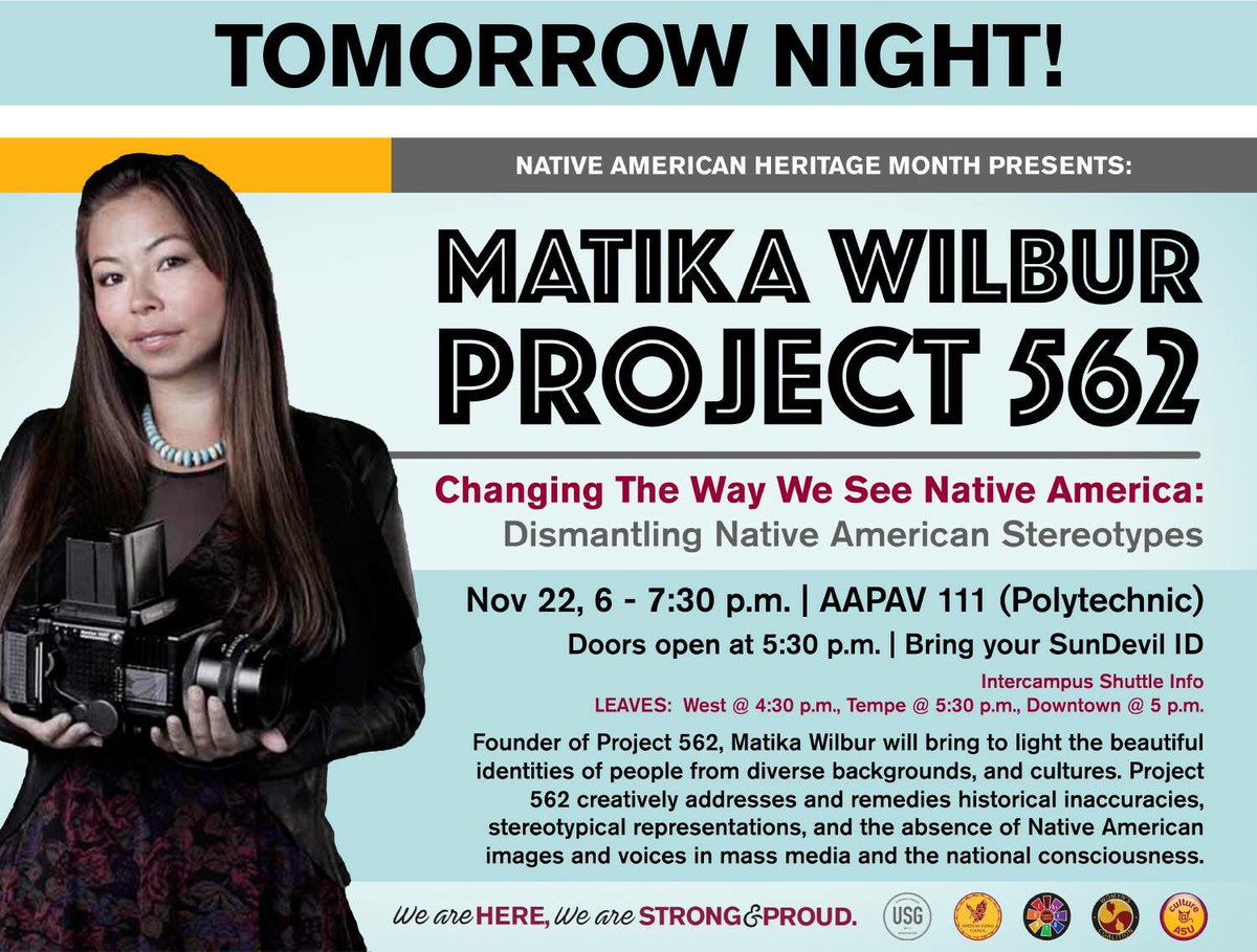 CultureASU's tweet photo. Come see Matika Wilbur speak tomorrow night at the Polytechnic campus! #NAHMatASU https://t.co/nPbtnHcBqo
