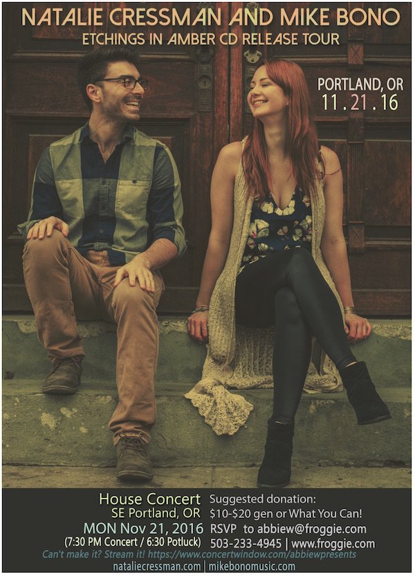 AWeisenbloom's tweet photo. TONIGHT!7:30PM PST #stream LIVEonline @natcressman &amp; #mikebono  https://t.co/ldWsv6h5wJ @concertwindow #pdxmusic #singersongwriter #Jazz https://t.co/GAjf40NKUu