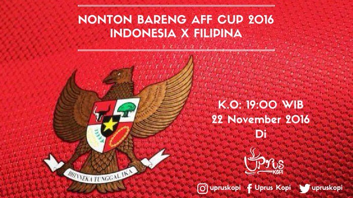 Nonton bareng #AFFSuzukiCup #AFF2016 Indonesia VS Filipina juga kami adakan hari ini. Monggo sami mampir supporter 🙏
