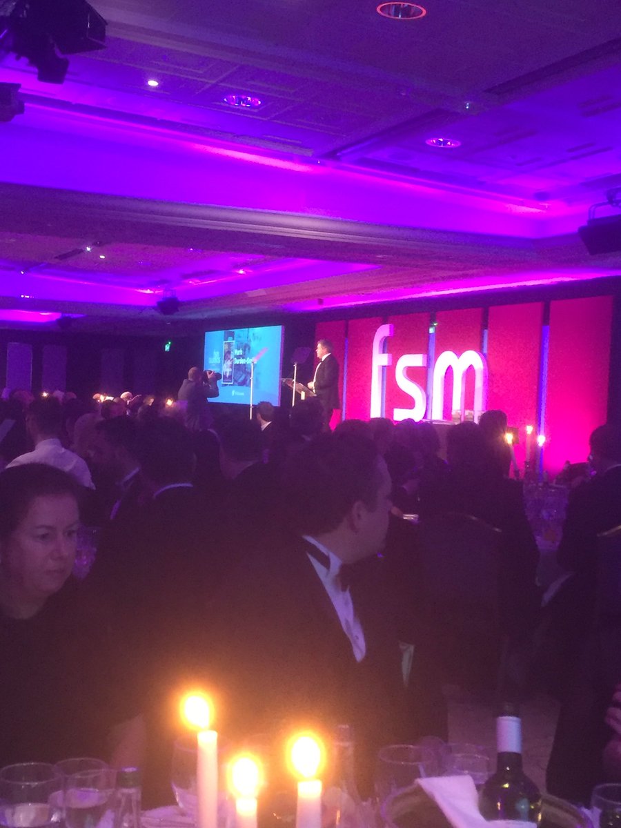 hillmandan's tweet photo. Room rocking and full #FSMawards @BandICatering . Table 20 loving the evening Well done @LexyFood on their innovation award @OptionsMngmnt https://t.co/R8aGzGFb8k
