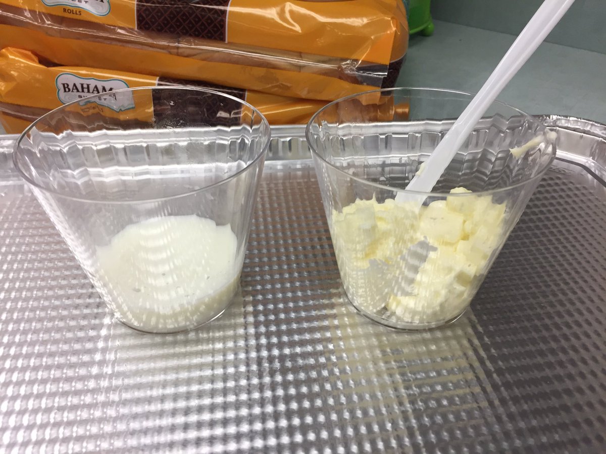 leeloCPE1's tweet image. Making butter!What changes do you see?-#lifelongago @blackbearsroar @collierschools @CollierScience