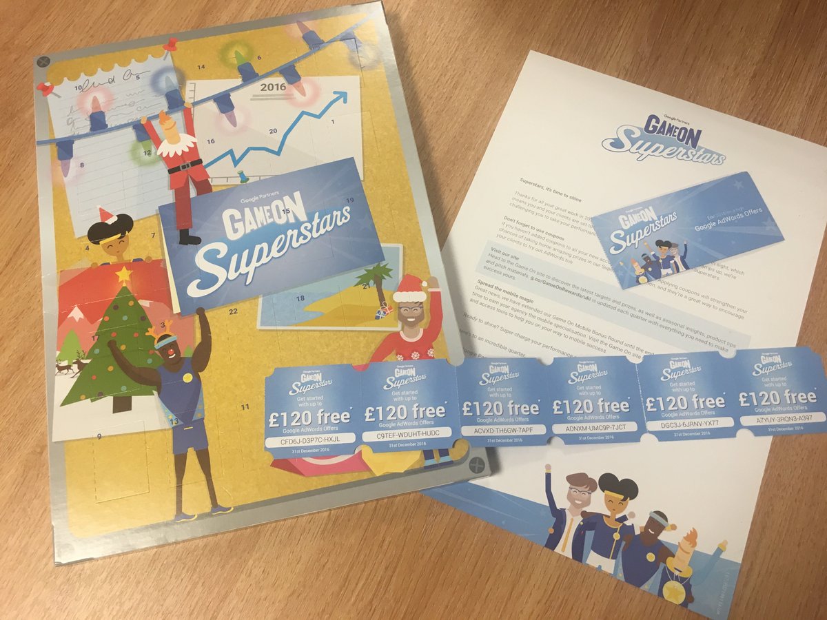 Thank you <a href="/googlepartners/">Google Partners</a> for the #GameOn advent calendar and Ad Words vouchers! You've made my day! 🎄🍫 #advent #AdWords #Google