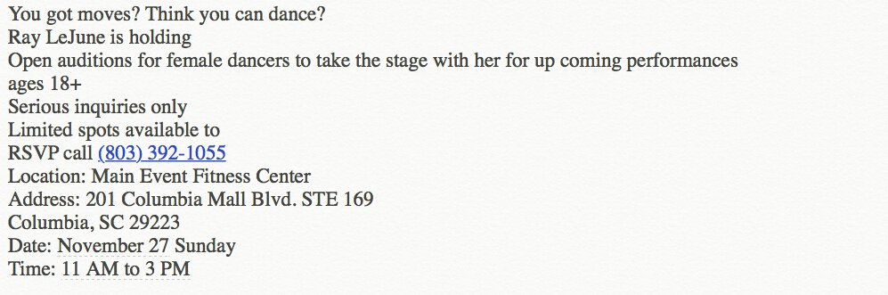 Dancers in the columbia camden hartsville sumter surronding areas! Check it out