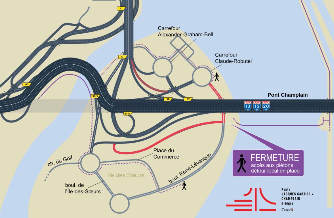 #pontChamplain : fermeture complète du boul. René-Lévesque à L’Île-des-Sœurs 26-27 novembre. ow.ly/h1IQ306o9t0