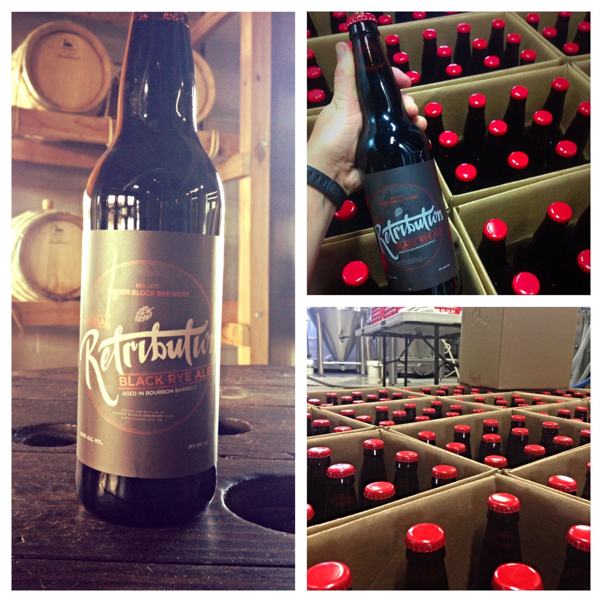 cinderblockbrew's tweet photo. Join us for our first bottle release Friday at 12! Limit 2 per person, Retribution Rye bombers! #MondayMotivation https://t.co/InRD7g7Qor
