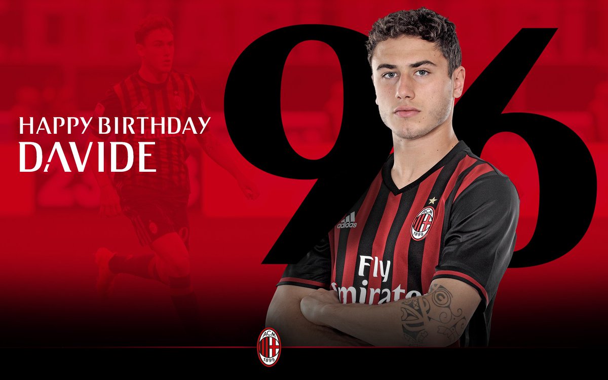 acmilan's tweet photo. Happy 20th birthday @davidecalabria2! Get well soon, we're waiting for you back on the pitch! Buon compleanno Davide! 🍰🎈🎉
#weareacmilan https://t.co/KnMuMWwona