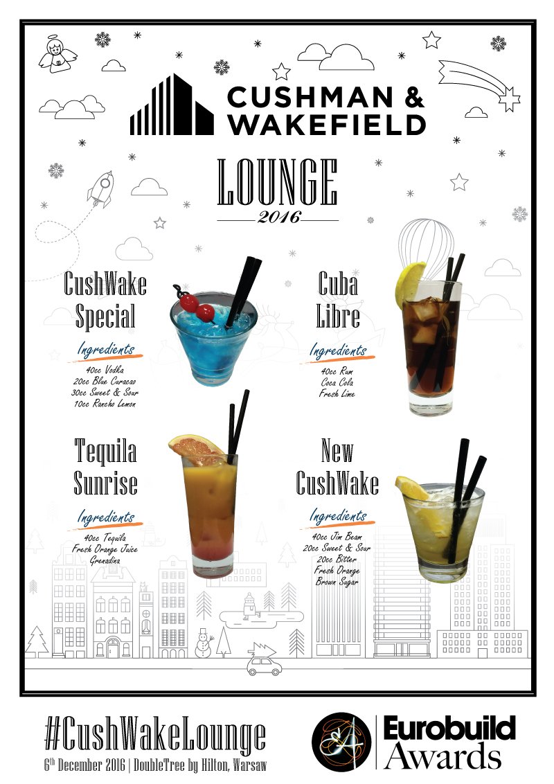 CushWakeCE's tweet photo. Visit #CushWakeLounge at the @EurobuildCEE Awards tonight and taste our special drinks #CUSHąceDrinki #EurobuildAwards https://t.co/eb9E2KCno4