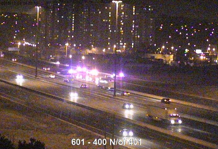 Media371's tweet image. Male driver outside of his disabled vehicle struck and killed on Highway 401 eastbound east of Highway 400. All collector lanes closed.