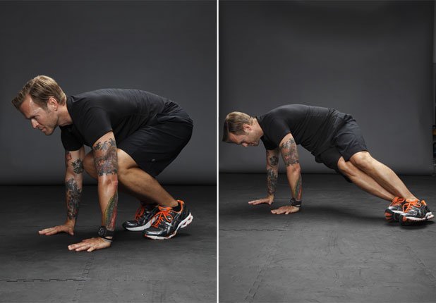 Drop into another and swing legs to the left. Do 15 on each side. llir.biz/uz?vza