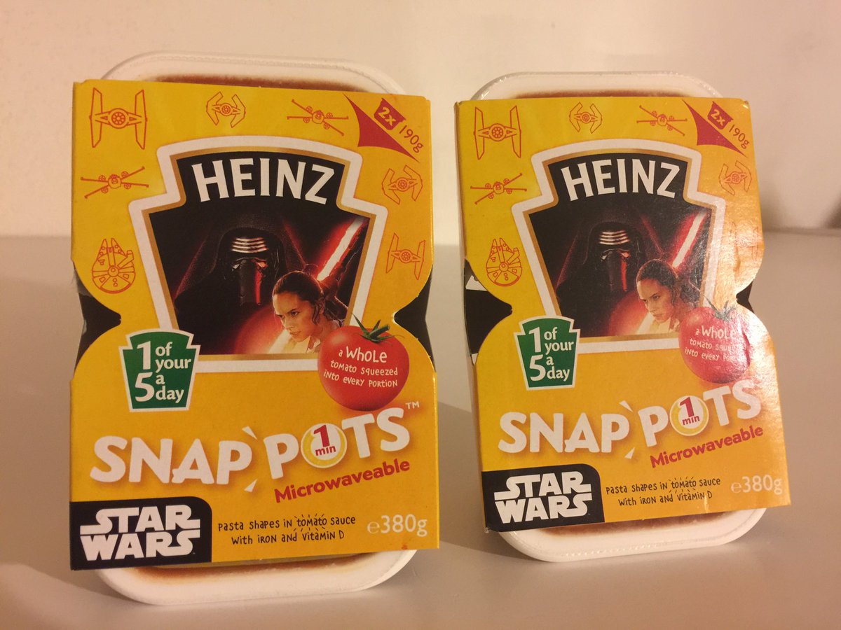 UKToyCollector's tweet photo. New #StarWars #TheForceAwakens Pasta Shape #SnapPots by #Heinz found at Asda.

#RogueOne #MerryRoguemas #SWCO https://t.co/wXamqsWsQw