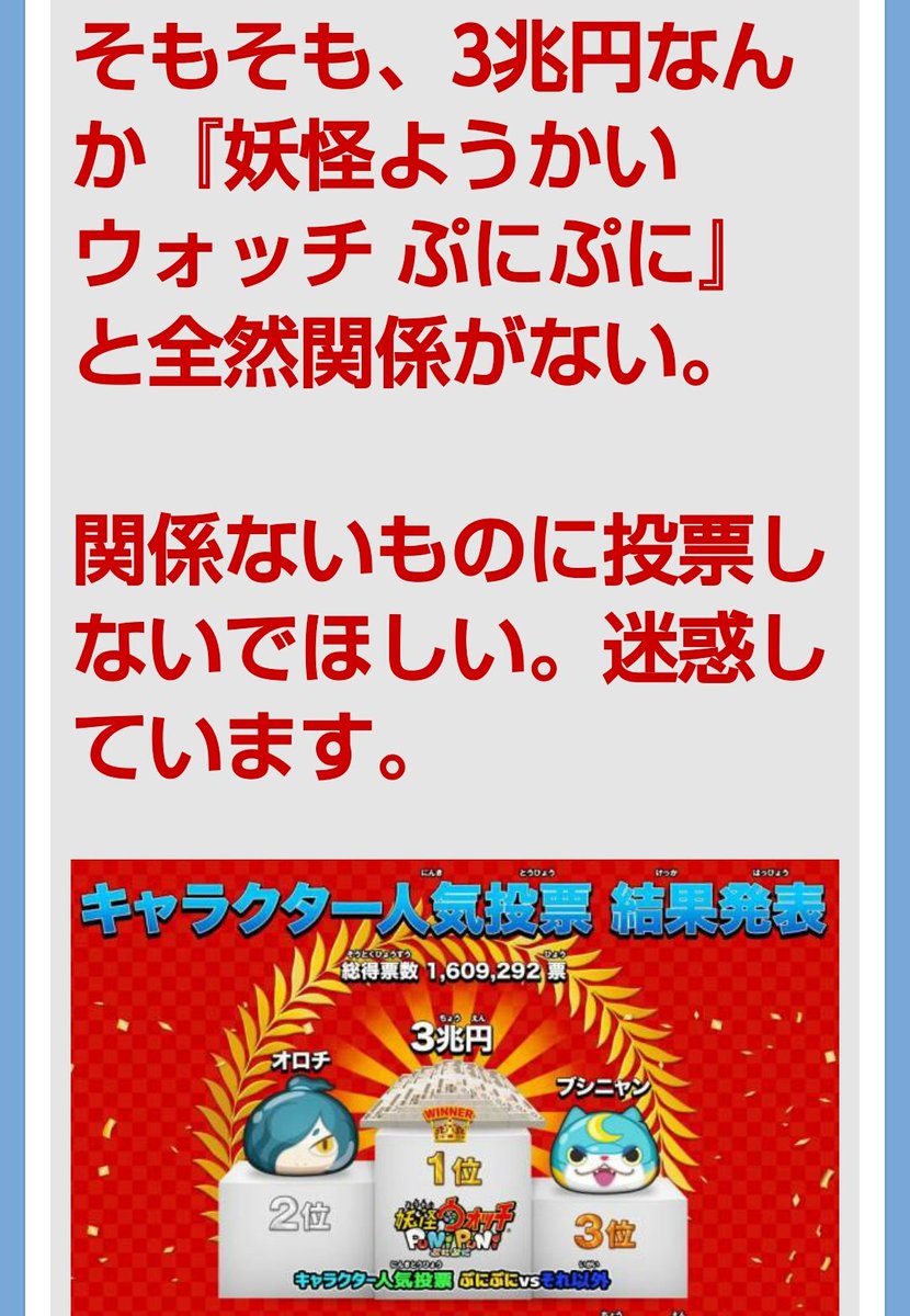 ニクキュート 299 関係ないものを選べるようにして 負けるとキレる人気投票とは如何に イナズマイレブンの人気投票から何も進化してないのですね レベルファイブ W ぷにぷに人気投票 T Co L3i8kezade Twitter