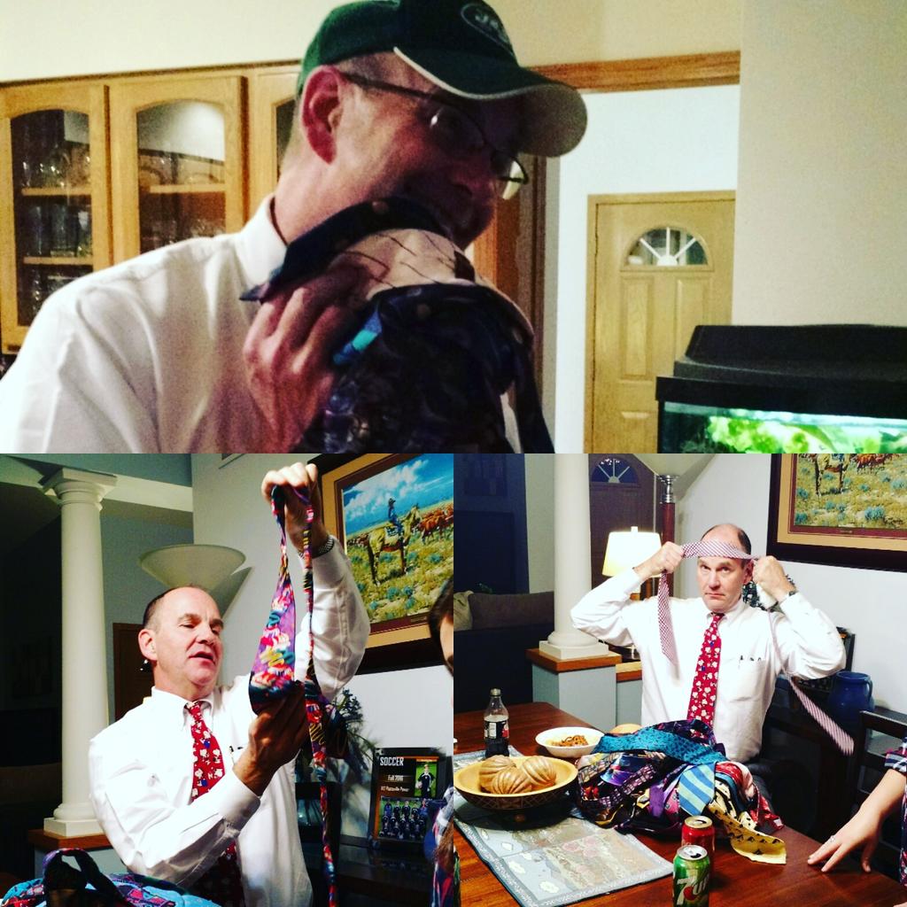 @uwpprofgeorge enjoying his old ties! #lastmeeting #chilidinner #awesomeprofessor