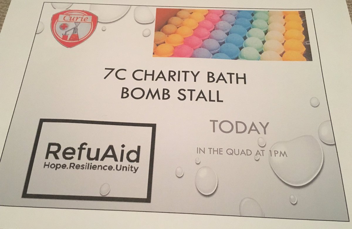 MichPrigent's tweet photo. Home-made bath bombs 4 sale this lunch - 1pm, the quad. Ideal Xmas gifts. @SHSCurie @AnnHaydonSHS @SHS_SciTeach @SurbitonHigh #refuaid https://t.co/u3ur1VNFpc
