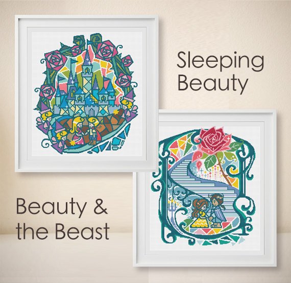 Sleeping Beauty Cross Stitch + Belle Cross Stitch - Moder… tuppu.net/e12e5c1 #Japanesexstitch #KidsCrossStitch