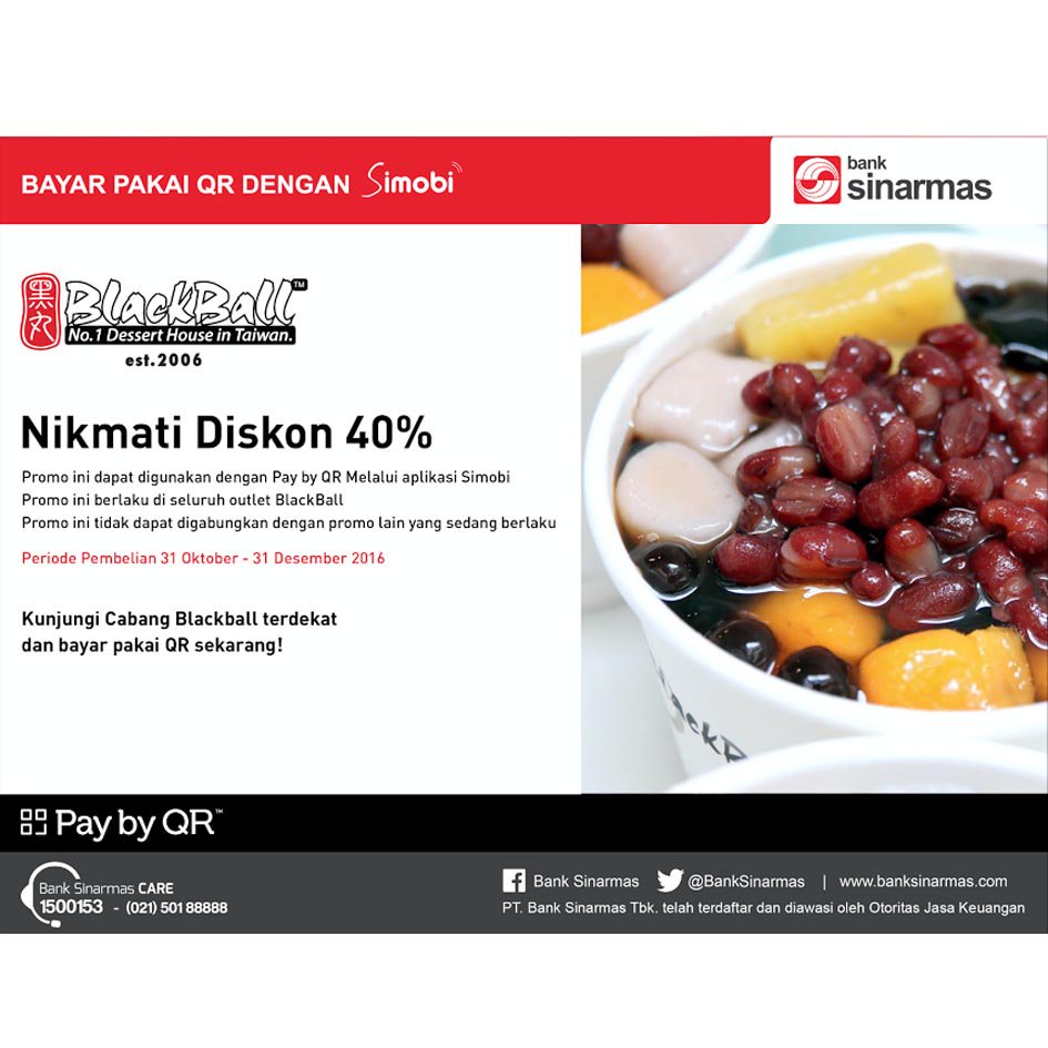 40% Off with Pay by QR at Blackball <a href="/CentralParkMall/">Central Park Mall</a> <a href="/puriindahmall/">puriindahmall</a> <a href="/GrandMetMall/">Grand Metropolitan</a> 
Get your favorit #Dessert for less! #paybyQR