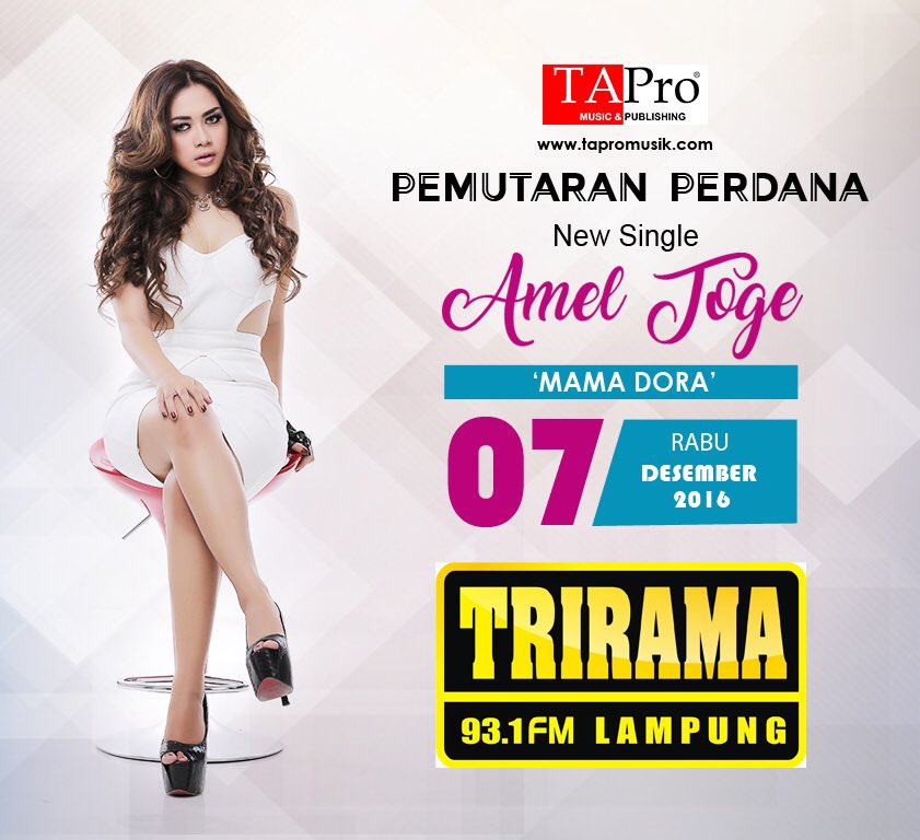 Jangan lupa ya cintanya toge ! Besok pemutaran perdana single aku berjudul 'MAMA DORA' di <a href="/TriramaLamTim/">#9tahunTRIRAMAFM</a> @TAPRO_278 #mamadora #ameltoge