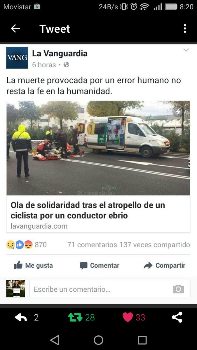 Indignado por este titular de <a href="/LaVanguardia/">La Vanguardia</a> . Señores un conductor borracho y drogado mató a un ciclista! Error humano?