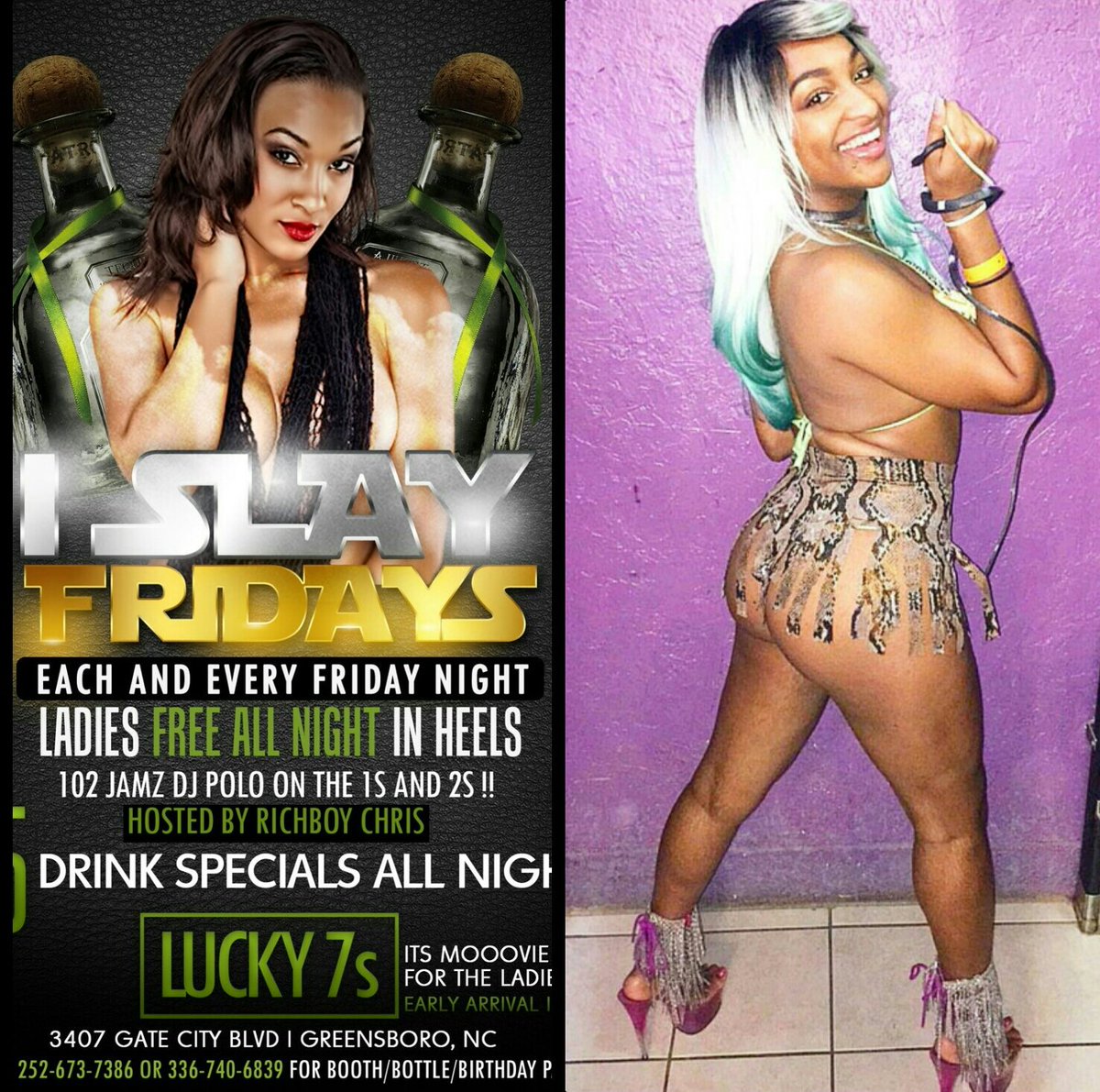 RICHBOYCHRIS2's tweet photo. #LUCKY7S #ISLAYFRIDAYS 💸💸💸💸🚨🚨🚨🚨📸📸📸📽📽📽📽📽📽 All LADIES FREE ALL NIGHT IN HEEL'S 3407 GATD CITY BLVD GREENSBORO NC https://t.co/GzhC5iIUVh