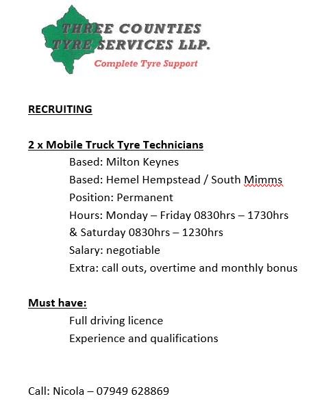 TCTServices's tweet photo. #mobiletyrefitter #recruiting #hiring #bedfordshire #tyre #fitter #commercial #job https://t.co/93NWd9Vd2O