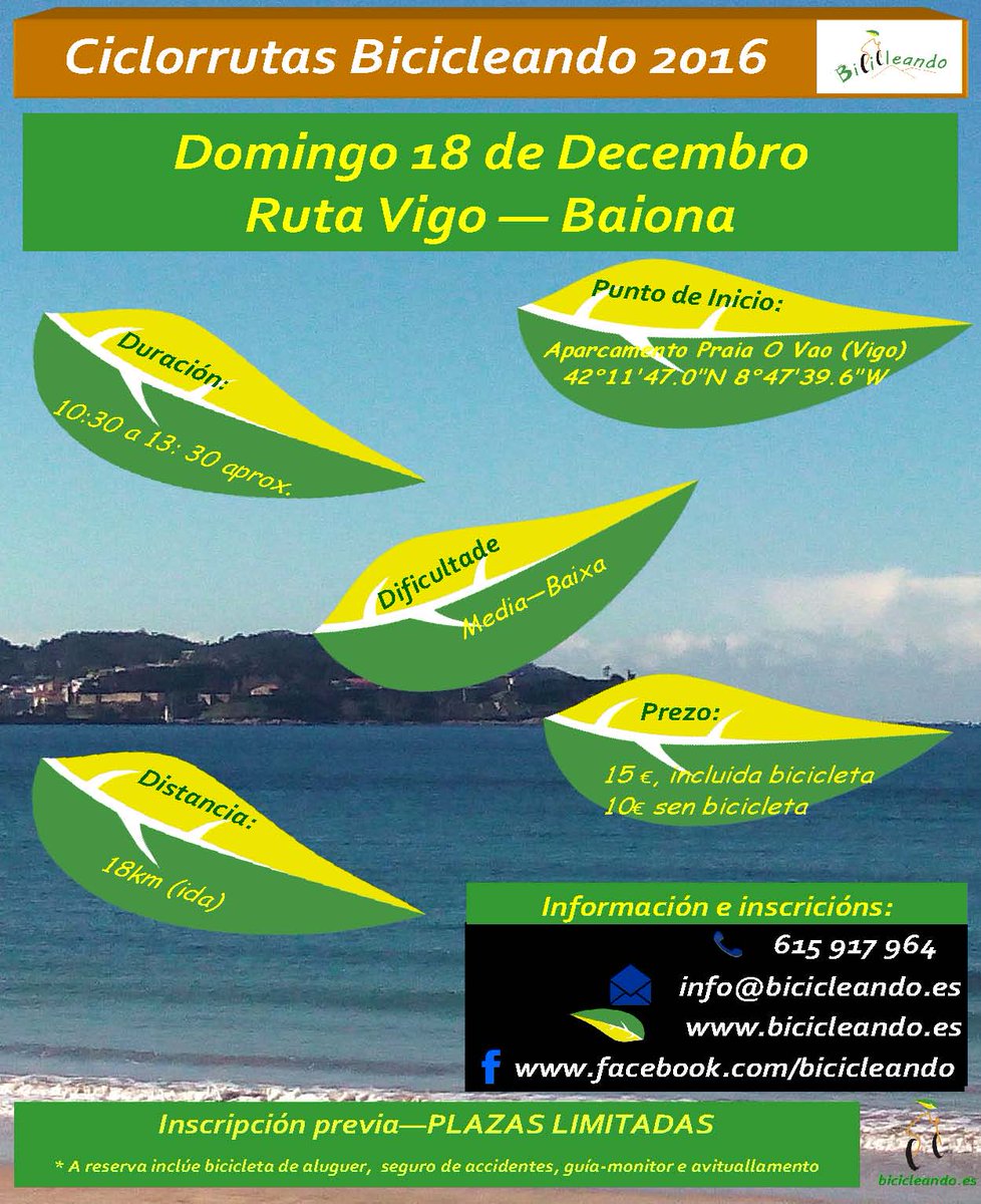 BicicleandoSCG's tweet photo. 18 Diciembre: Ultima ciclorruta bicicleando 2016: Vigo - Baiona. 
https://t.co/5iF0YwxWY6 https://t.co/0tYP3RKqmj