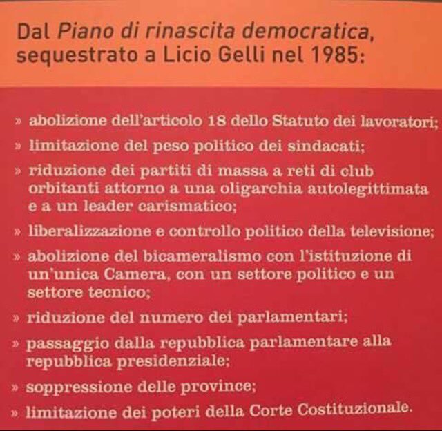 Per completare il programma politico della P2 #bastaunSi