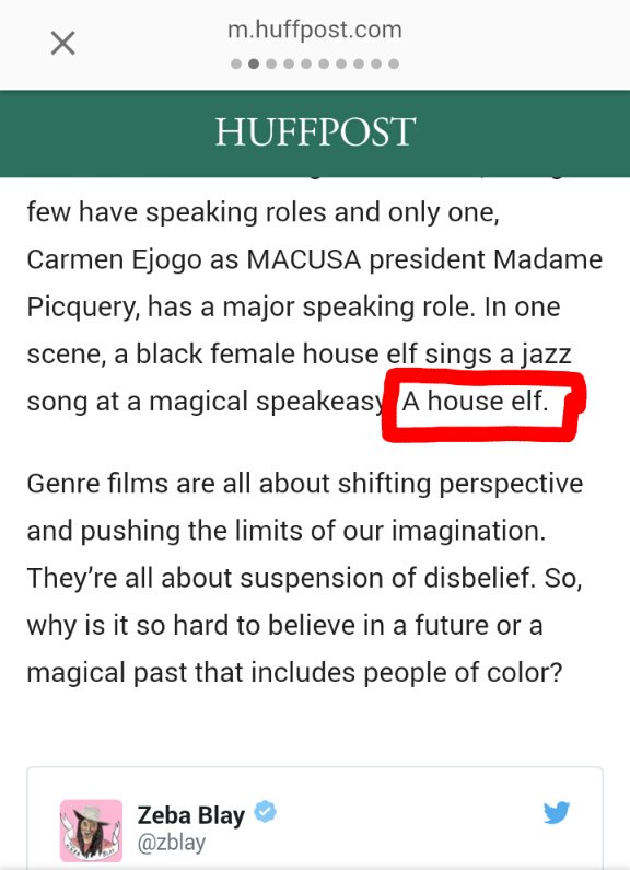 zkycan's tweet photo. @zblay Do you even remember Dobby? We love house elves. You are talking like being a black house elf is a bad thing! https://t.co/KkbIjcO4QY