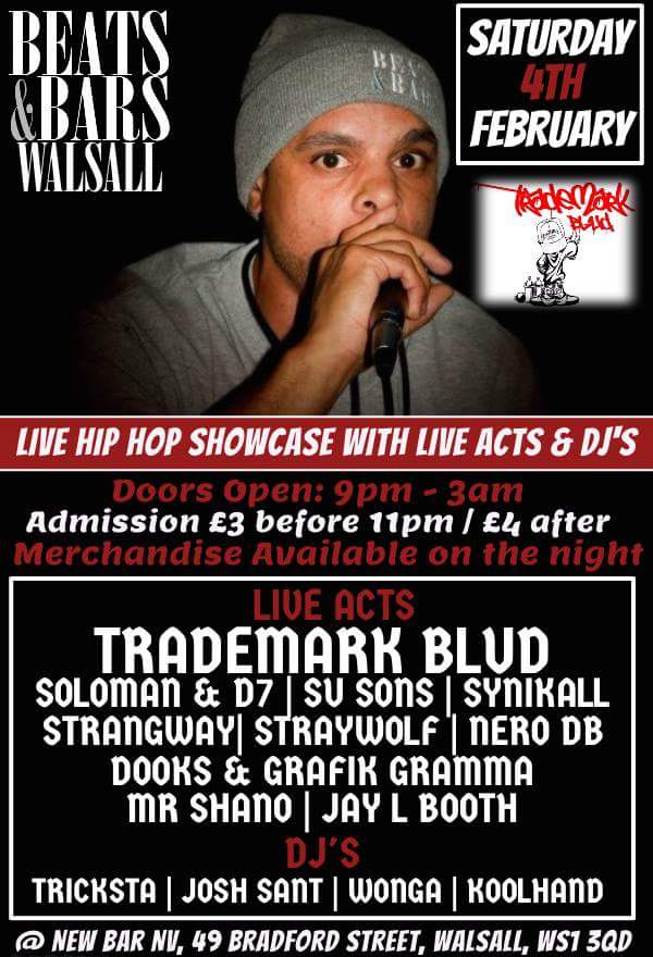 TrickstaShow's tweet photo. Feb 4th walsall @trademarkblud @SolomanandD7 @GTEUKHH @Mr5hano19 @nerodeadbeat @BeatsAndBarsHQ https://t.co/UJcyB23RBj