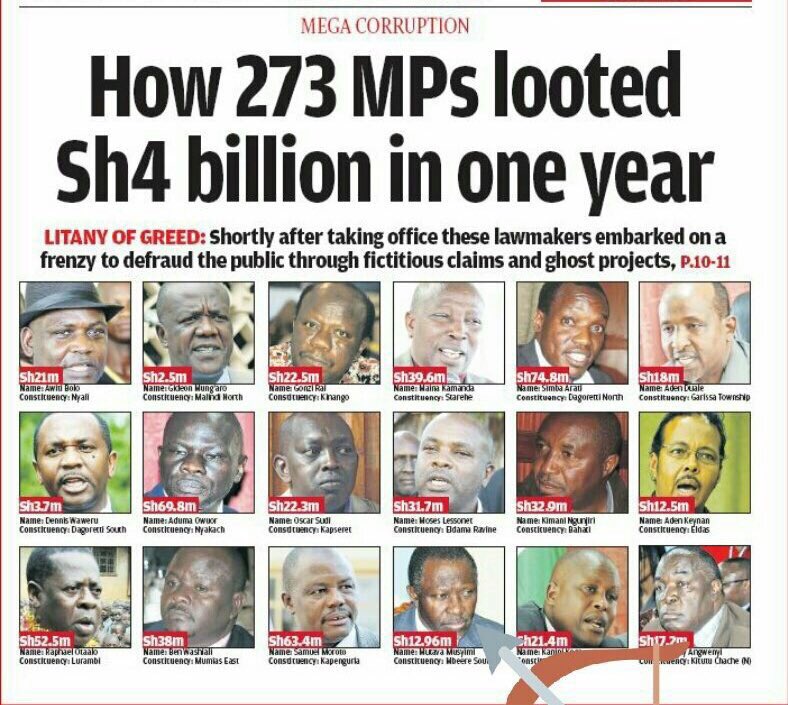 bonifacemwangi's tweet photo. .@UKenyatta &amp; @RailaOdinga should address a joint press conference to expel the 273 thieves from their parties &amp; call for their prosecution. https://t.co/XurTGpXkt0