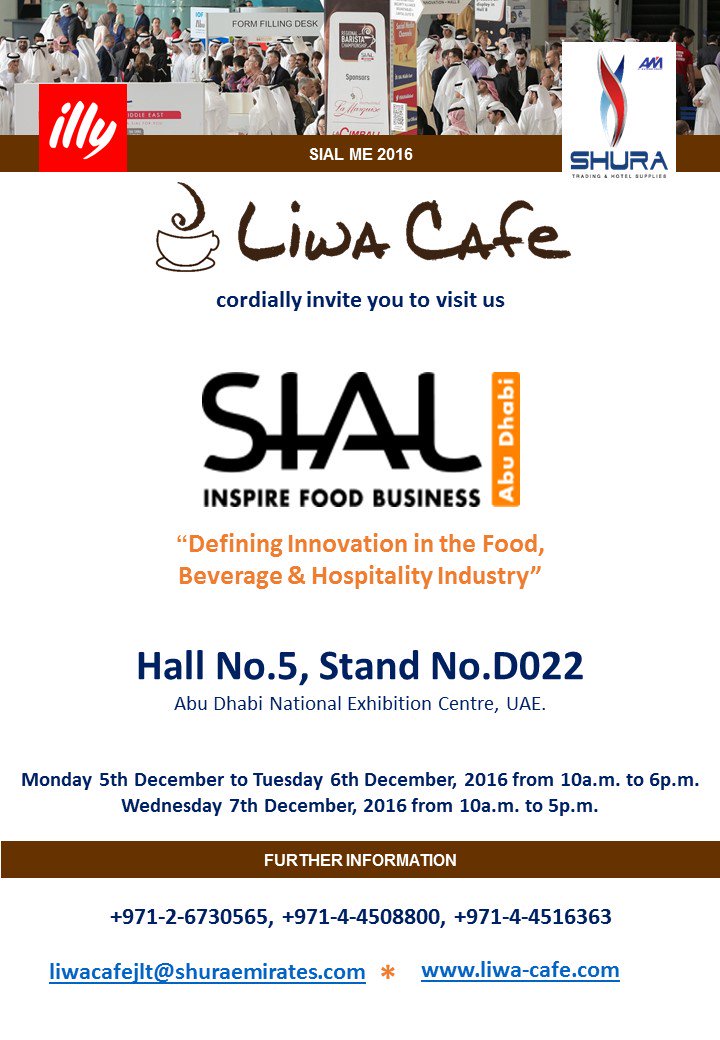 liwacafe's tweet photo. See you tomorrow at the First Day of the event of SIAL Inspire Food Business Abu Dhabi @SIALMiddleEast at Hall No.5, Stand No.DO22. https://t.co/xnrH3bVCc9