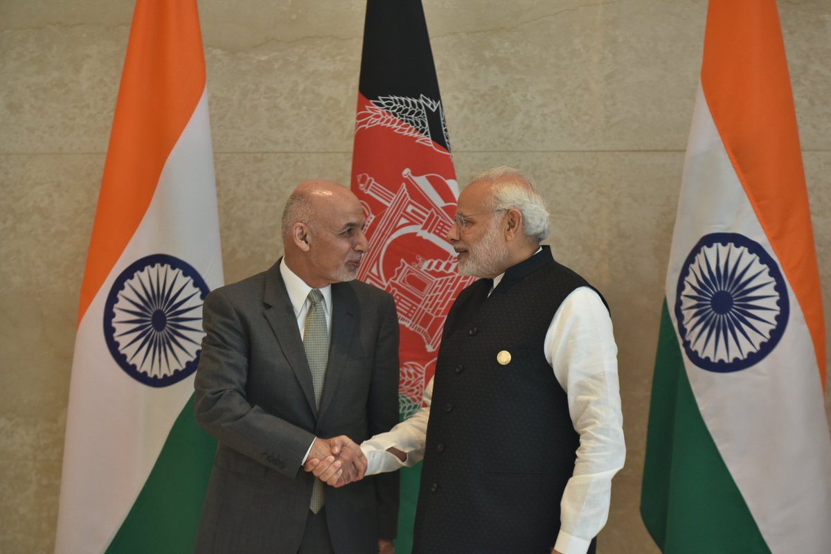 narendramodi's tweet photo. Held wide-ranging discussions with President @ashrafghani on ways to deepen India-Afghanistan bilateral cooperation. @ARG_AFG https://t.co/Ny5tGYIsDN