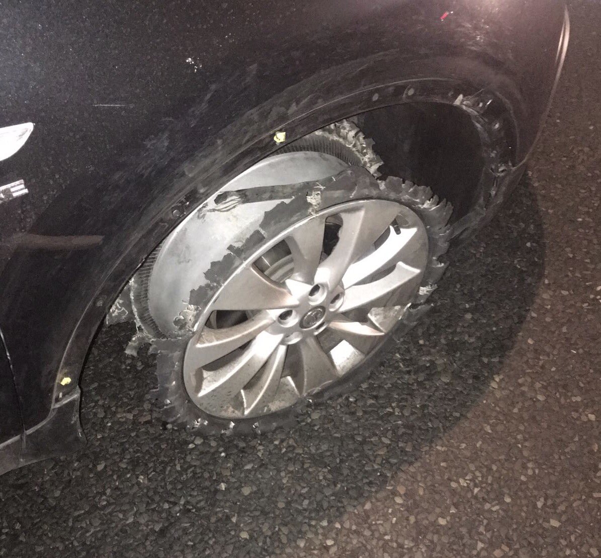 MPSBrent's tweet photo. Female drink driver stopped by officers driving her car on it's rims!! Almost 4 times over the legal limit. Arrested. #TSG #U232 #DontRiskIt https://t.co/QOemOXZT07