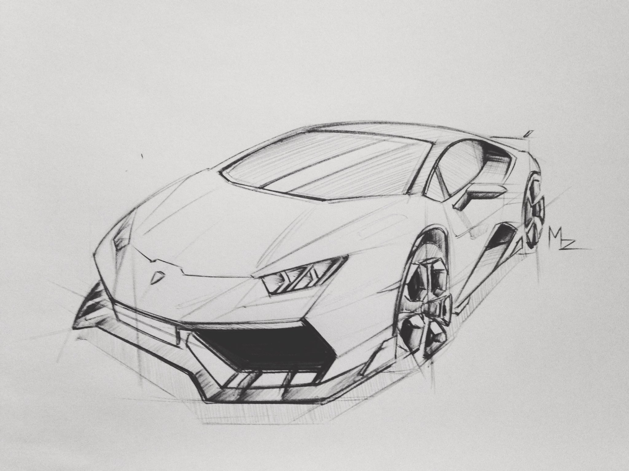 Cute Lamborghini Drawing Sketch 