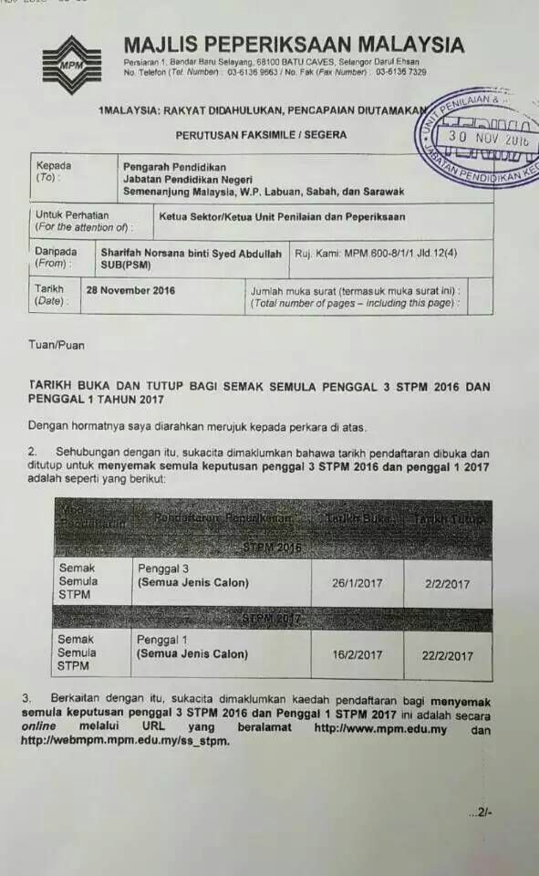 Jadual Peperiksaan Stpm Yang Akan Dilangsungkan Pada November 2018 Kolej Tingkatan Enam Tawau
