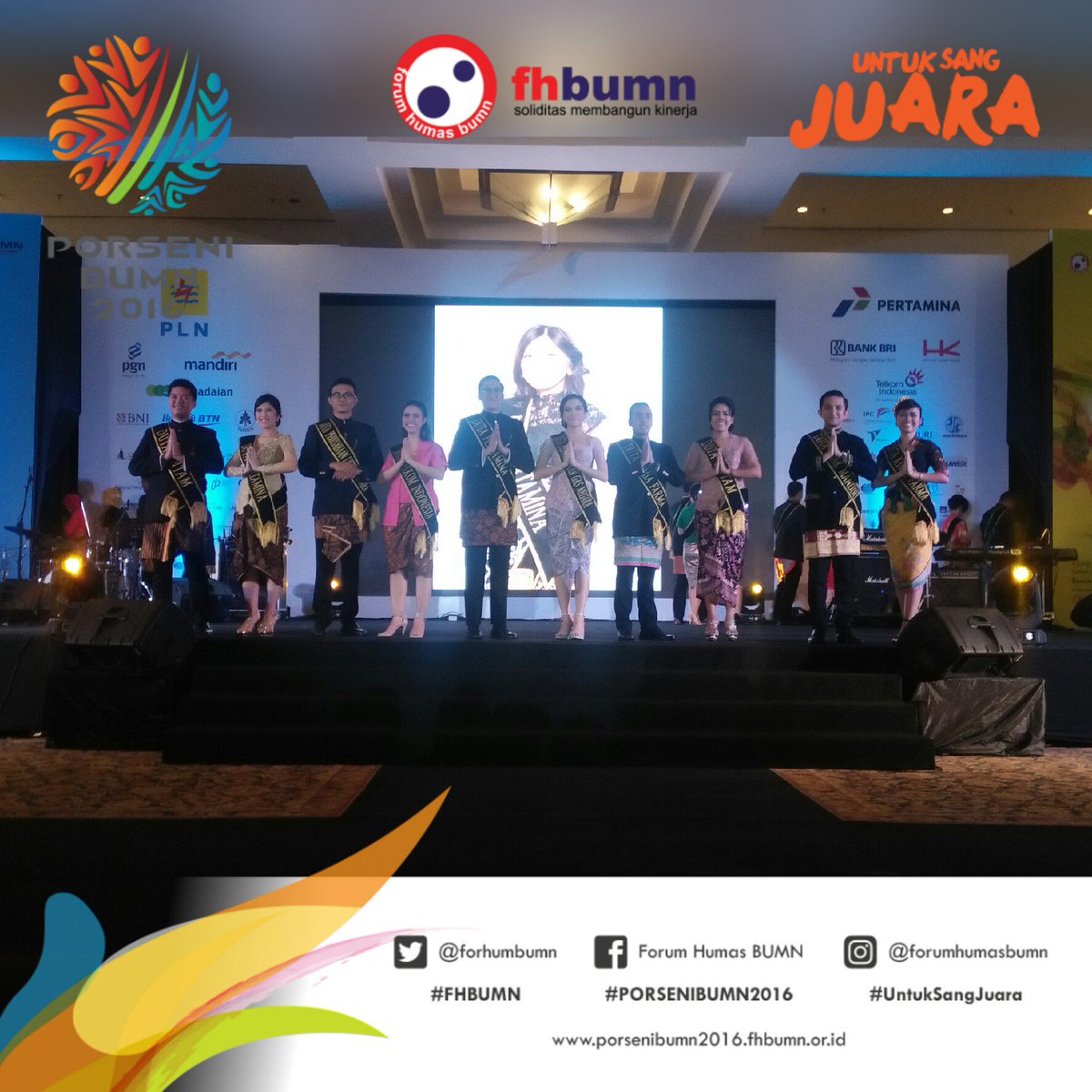 ForHumBUMN's tweet photo. Inilah 5 besar putra&amp;putri @duta_bumn 2016 yg akan melakukan penyeleksian oleh juri pd penutupan #PorseniBUMN20016 https://t.co/0TLSOGAwNA