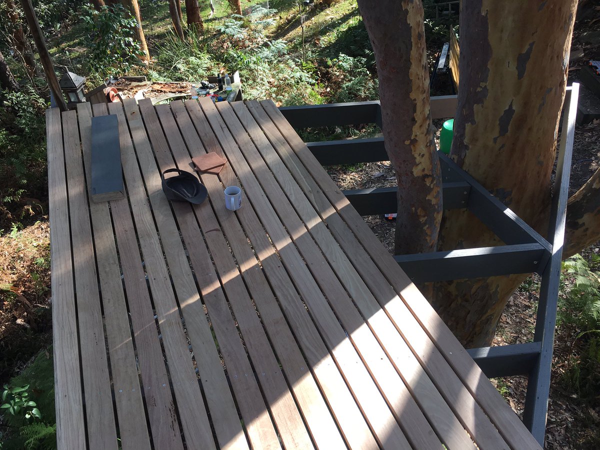 jharleyaus's tweet photo. End of #day2 in #OperationTreeHouse - 85% there. Need to get a few more sticks of decking but a structure is born! https://t.co/ehlEiLEc5d