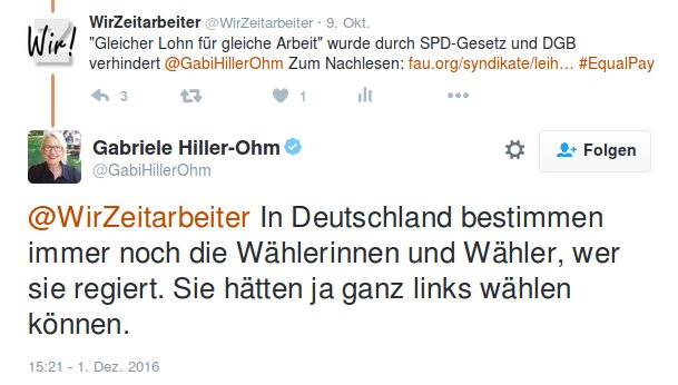 WirZeitarbeiter's tweet photo. Wahlempfehlung für uns #Zeitarbeit'er von Gabriele Hiller-Ohm (SPD, MdB): Wählt nicht SPD, wählt ganz links!

#Bundestagswahl2016 https://t.co/W6wexGGUwh