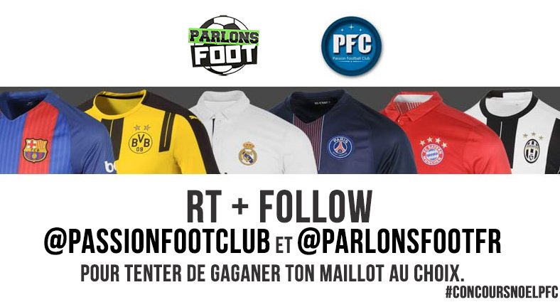 clappingmedia's tweet image. RT + FOLLOW @PassionFootClub et @ParlonsFootFr pour tenter de remporter ton maillot au choix. #ConcoursNoelPFC🎅🎁  (T.A.S: 10/12)