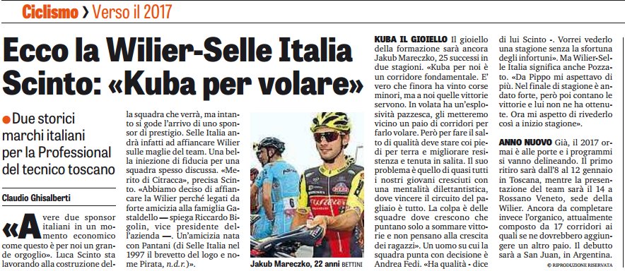 Il nostro DS <a href="/scintoluca/">scinto luca pitone</a> intervistato sulla Gazzetta dello Sport di oggi. #NeverGiveUp #LoveMyWilier