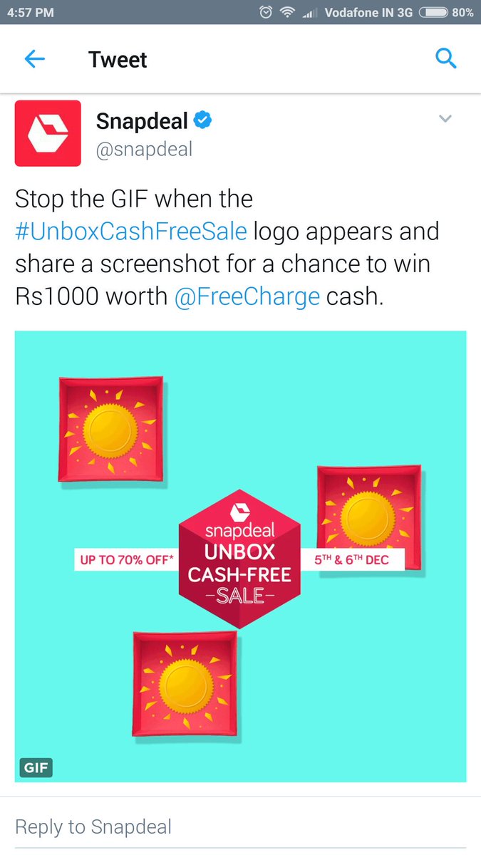 HarsshathPrabu's tweet photo. @snapdeal @FreeCharge 

Here is my Screenshot when #UnboxCashFreeSale logo appears https://t.co/CJSDNeSSIz