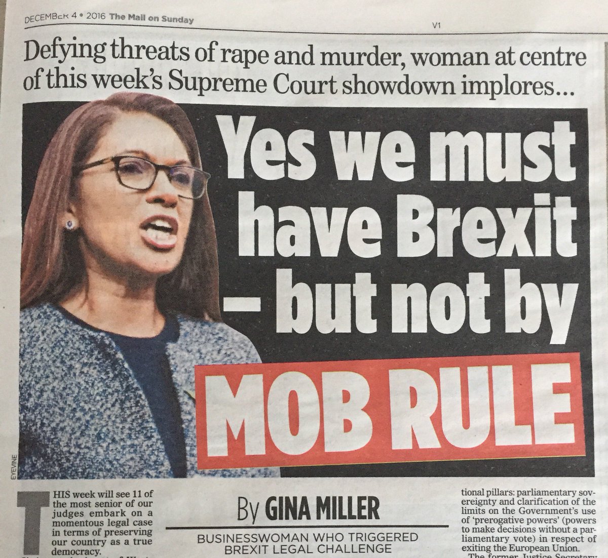 GLOGO's tweet photo. #GinaMiller modern superhero - her case is fighting for UK parliamentary democracy not the EU https://t.co/05gBlhl4ct