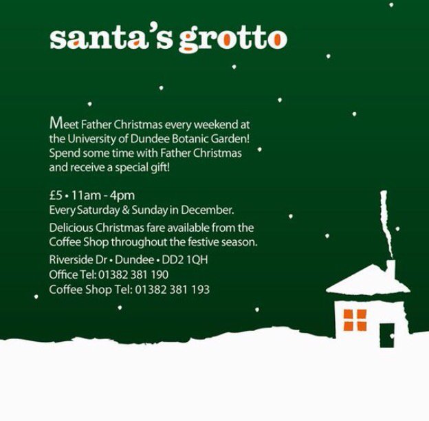 DBSProductions's tweet photo. Santa’s Grotto! Botanic Garden Dundee. Every weekend! £5, 11am - 4pm https://t.co/dcgMaHiyCi
