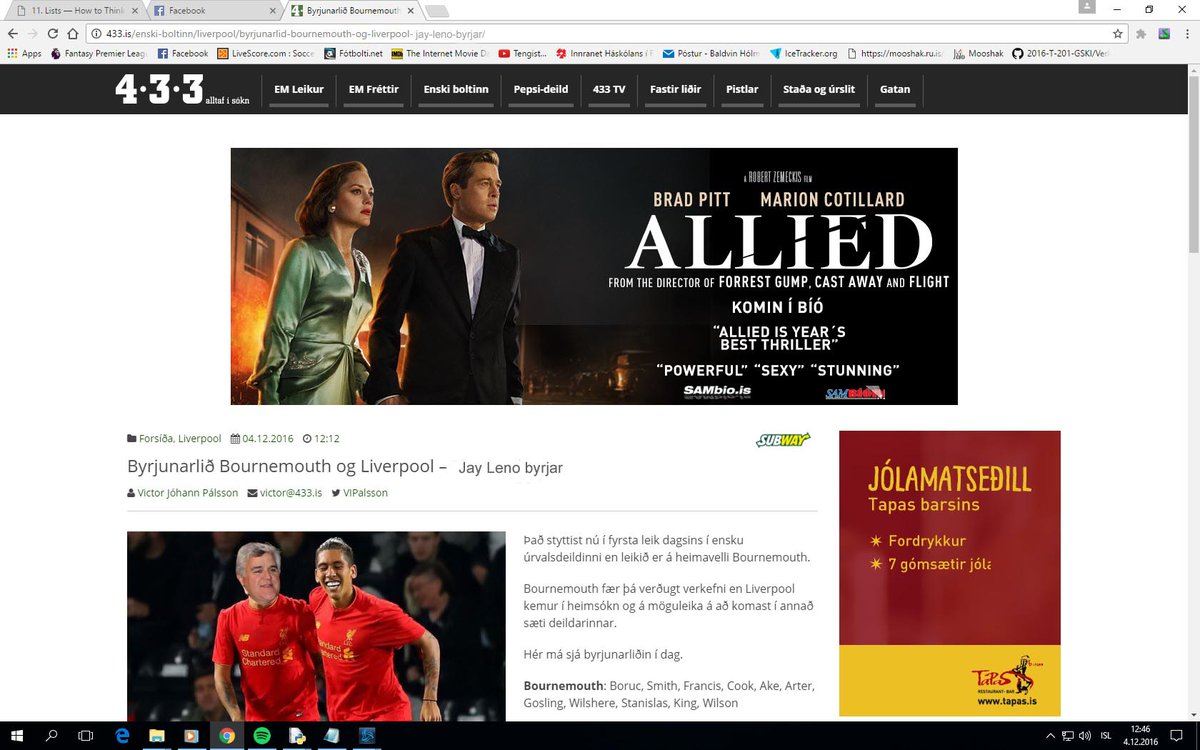 Óvænt byrjunarlið hjá Liverpool í dag